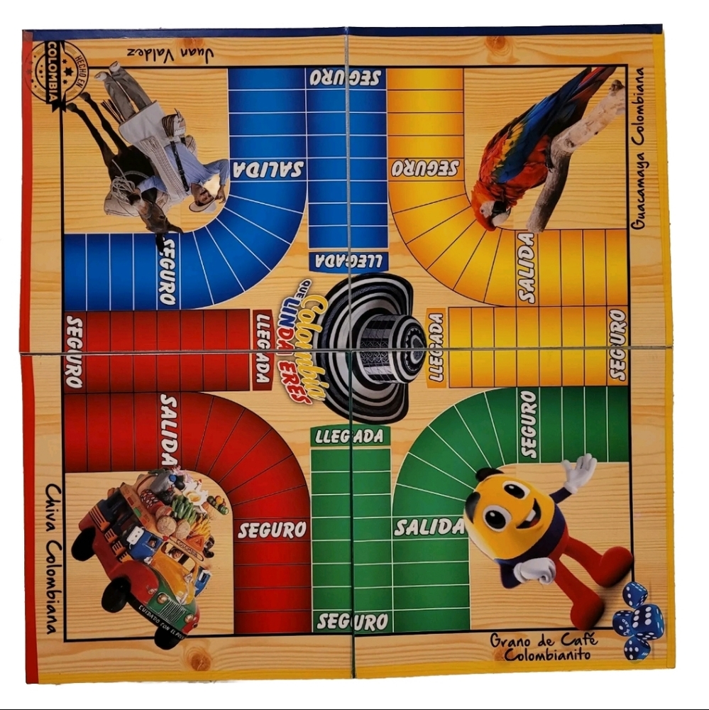 Double Sided Foldable Magnetic Colombian Parcheesi Board Game For 2 to 6 Players